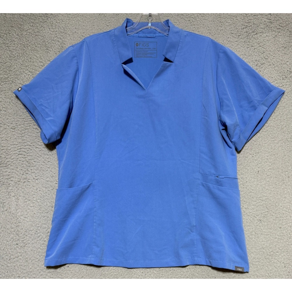 Figs Inala Technical Collection v-neck Scrub Top Blue Womens size 2XL W22SW1036
